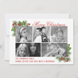 Carte photo de Noël multiphoto Pine Botanique