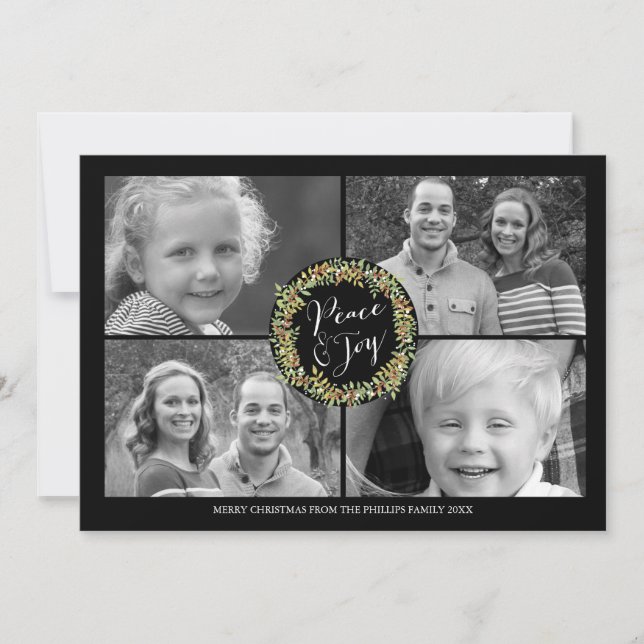 Carte photo de Noël Paix et Joie - style2 (Devant)