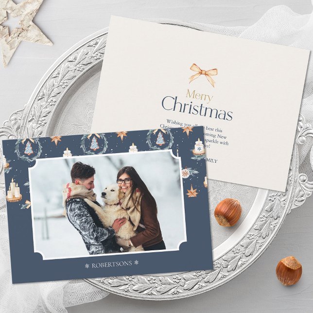 Carte photo de Noël personnalisée avec nom de fami (Créateur téléchargé)