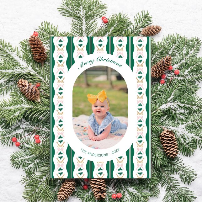 Carte photo de Noël personnalisée Grandes vertes e (Créateur téléchargé)