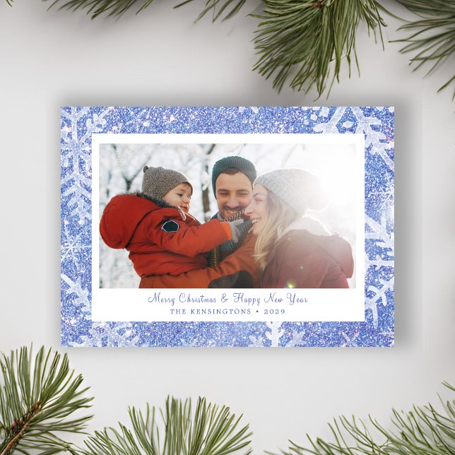 Carte photo de Noël personnalisée Snowflon (Custom Snowflake Christmas Photo Card)