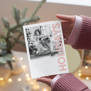 Carte Photo de Noël Pink Happy Holiday