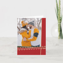 Carte photo de Noël pliée au ruban rouge