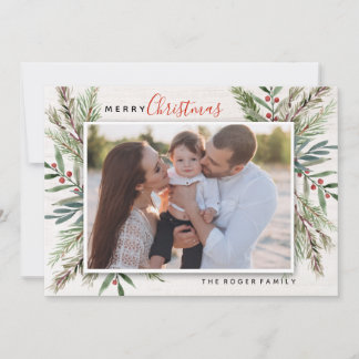 Carte photo de Noël pour la verdure d'hiver