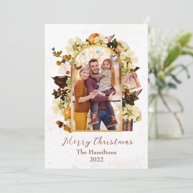 Carte photo de Noël pour les amateurs de livres (Debout devant)