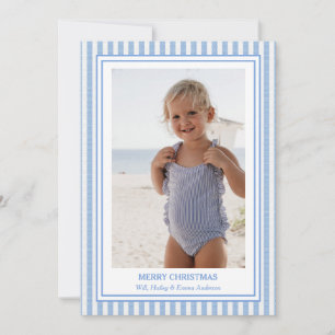Carte photo de Noël Preppy Seersucker