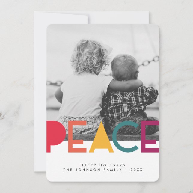 Carte photo de Noël Rainbow Peace (Devant)