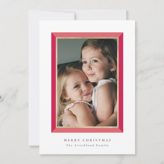 Carte photo de Noël Red Modern Frame (Devant)