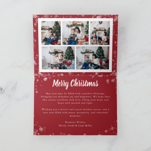Carte photo de Noël Red Snowflake (Intérieur)