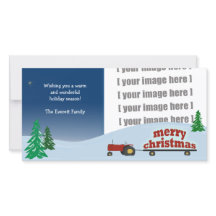 Carte photo de Noël Red Tracteur