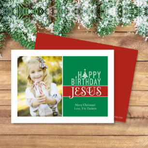 Carte photo de Noël religieuse Anniversaire de Jés