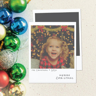 Carte photo de Noël Retro - Gold & Red Garland