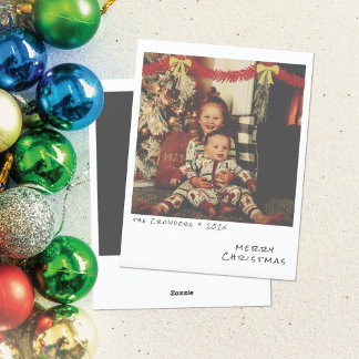 Carte photo de Noël Retro - Red & Gold Garland