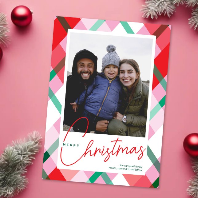 Carte photo de Noël rose rouge (Créateur téléchargé)