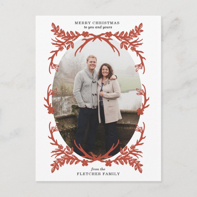 Carte photo de Noël Russe Antlers (Devant)