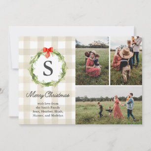 Carte photo de Noël rustique et naturelle