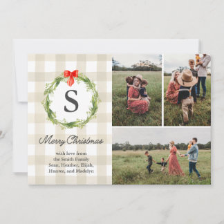 Carte photo de Noël rustique et naturelle