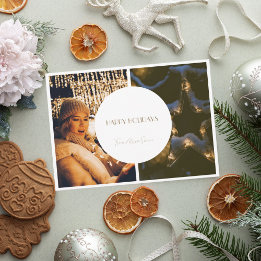 Carte photo de Noël simple en beige