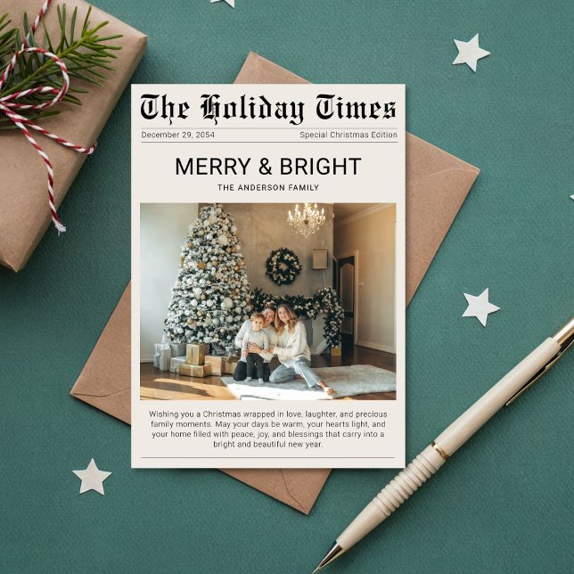 Carte photo de Noël simple journal unique (Créateur téléchargé)