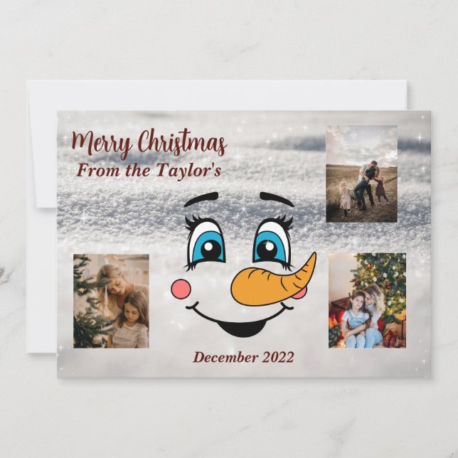 Carte photo de Noël Snowman (Devant)