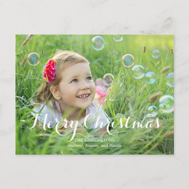 Carte photo de Noël Splendid Script (Devant)