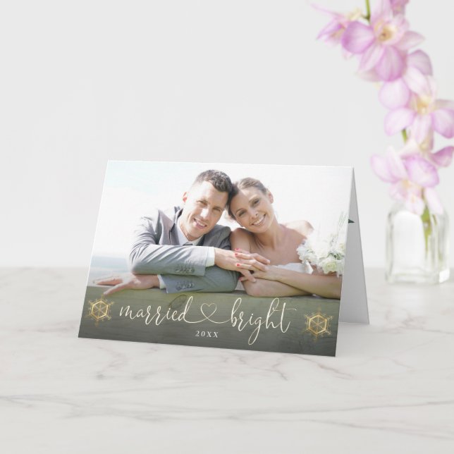 Carte Photo De Noël Unique Mariée Et Lumineuse Script (Orchidée)