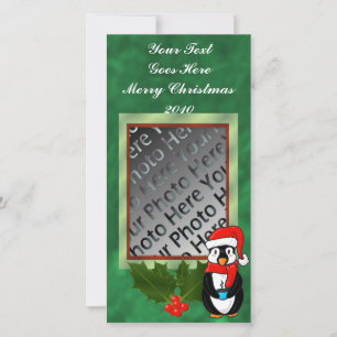 Carte photo de pingouin de Noël