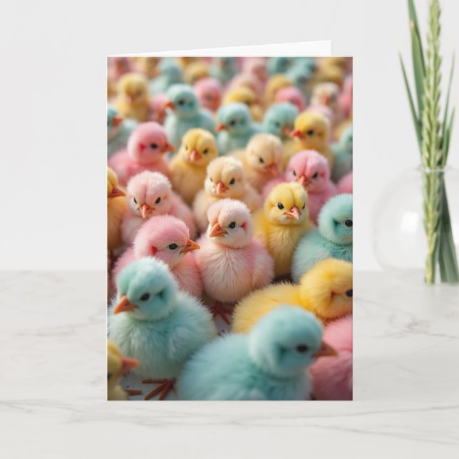 Carte photo de poussins pastels duveteux (Devant)