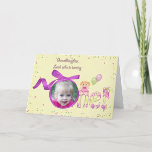 Carte photo de premier anniversaire de petite-fill