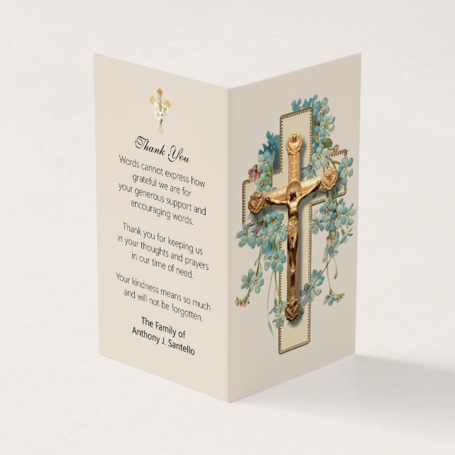 Carte photo de prière catholique pour les funérail (Extérieur)