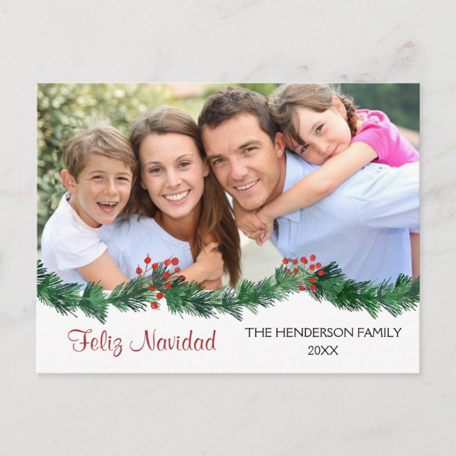 Carte photo de script espagnol Feliz Navidad (Devant)