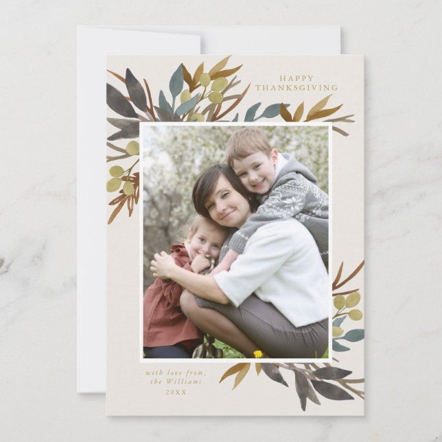 Carte photo de thanksgiving de bouquet de chute (Devant)