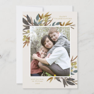 Carte photo de thanksgiving de bouquet de chute