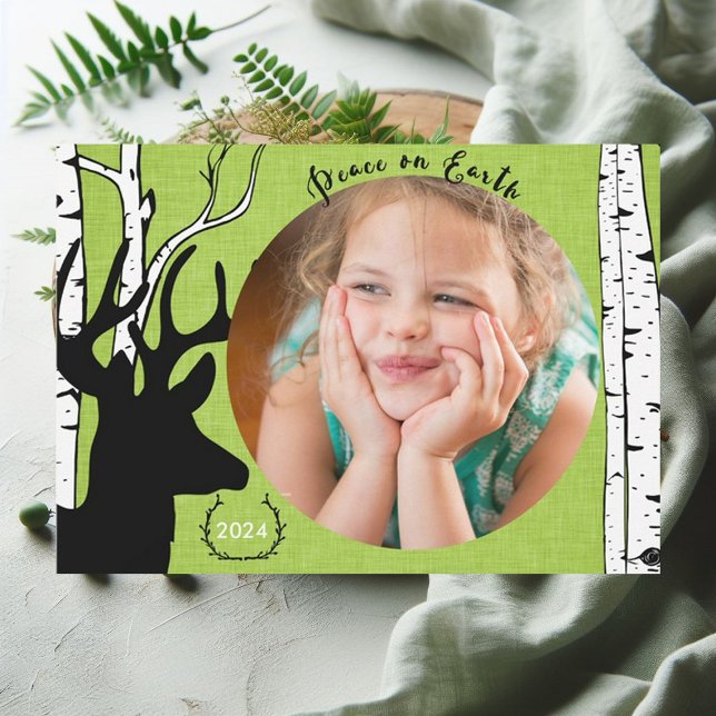 Carte photo de toile de vacances de vert de cerfs (Créateur téléchargé)