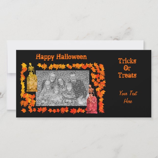 Carte photo de tombe de squelette d'Halloween (Devant)