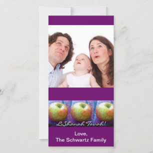 Carte photo de trois Apple Rosh Hashanah