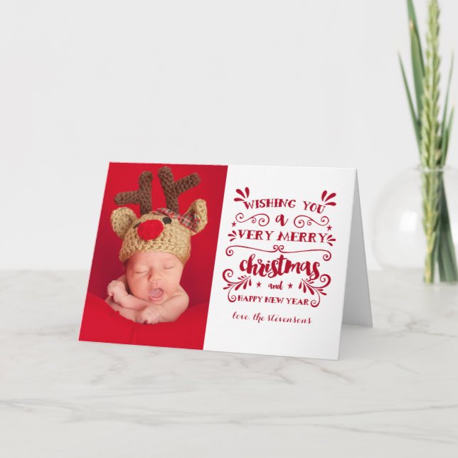 Carte photo de typographie de Noël très Joyeux (Devant)
