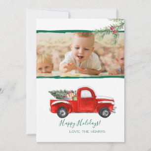 Carte photo de vacances - Camion Rouge Vintage