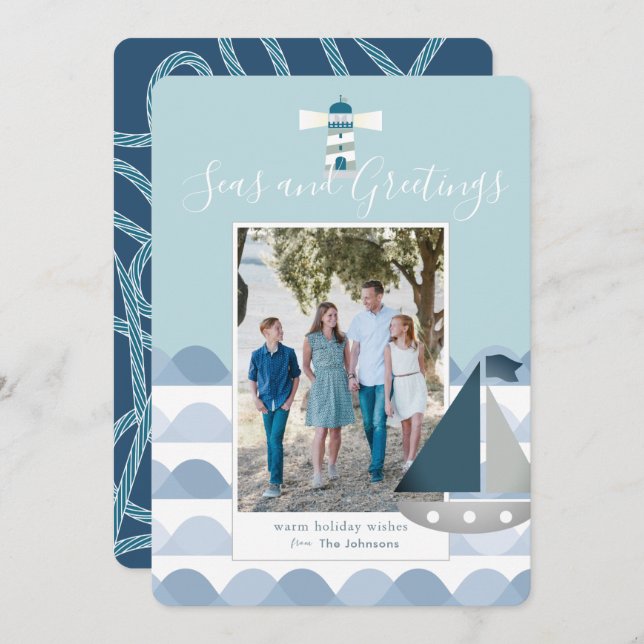 Carte photo de vacances de Noël côtier (Devant / Derrière)