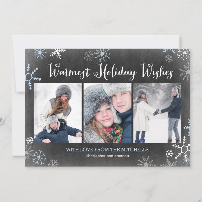 Carte photo de vacances de Snowflakes Chalked (Devant)