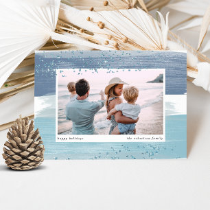 Carte photo de vacances en grève côtière