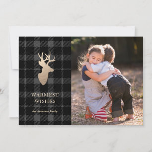 Carte photo de vacances Grey and Black Golden Deer