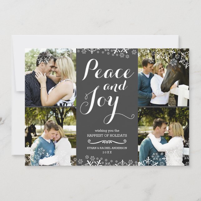 Carte photo de vacances Grey & White Snowflake (Devant)