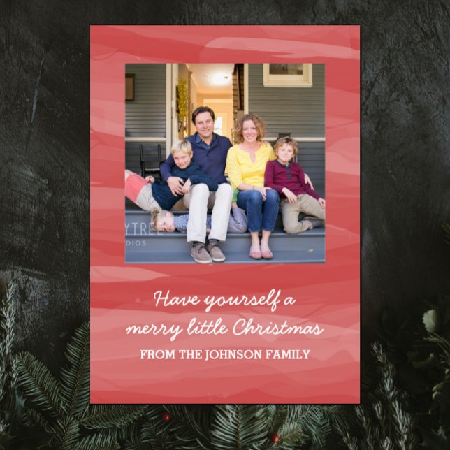 Carte photo de vacances Painterly Watercolor | Rou (Red Painterly Watercolor Holiday Photo Card)