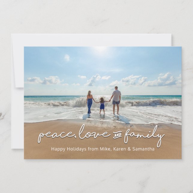 Carte photo de vacances | Paix, Amour et Famille (Devant)