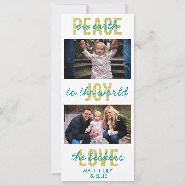 carte photo de vacances 'PeaceJoyLove' (Devant)