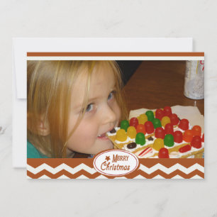 Carte photo de vacances Red Chevron Stripe