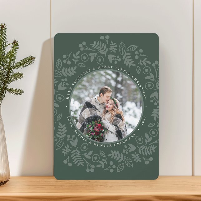Carte photo de vacances Wreath Winter (Créateur téléchargé)