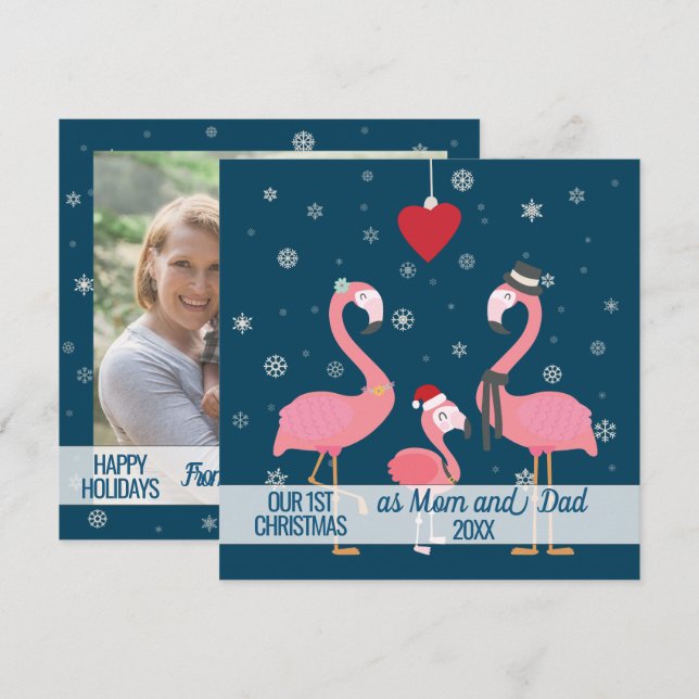 Carte photo des parents de Noël flamands de neige (Devant / Derrière)