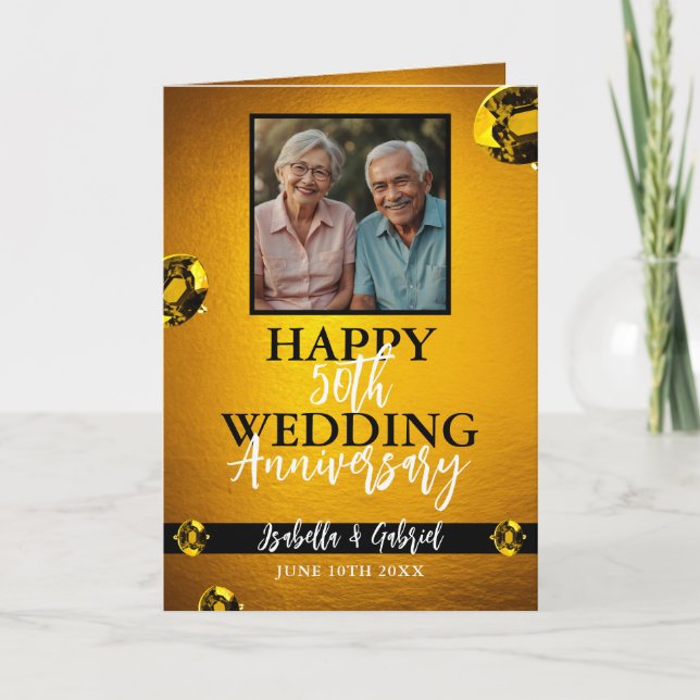 Carte Photo des parents d'or moderne 50e anniversaire (Devant)